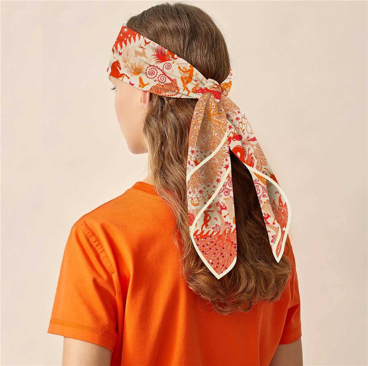 90cm Horse Twill Silk Scarf Fashion Shl Luxury Brand Square Scarf Wen Hijab Bandana Foard Neckerchief Scarves S250730