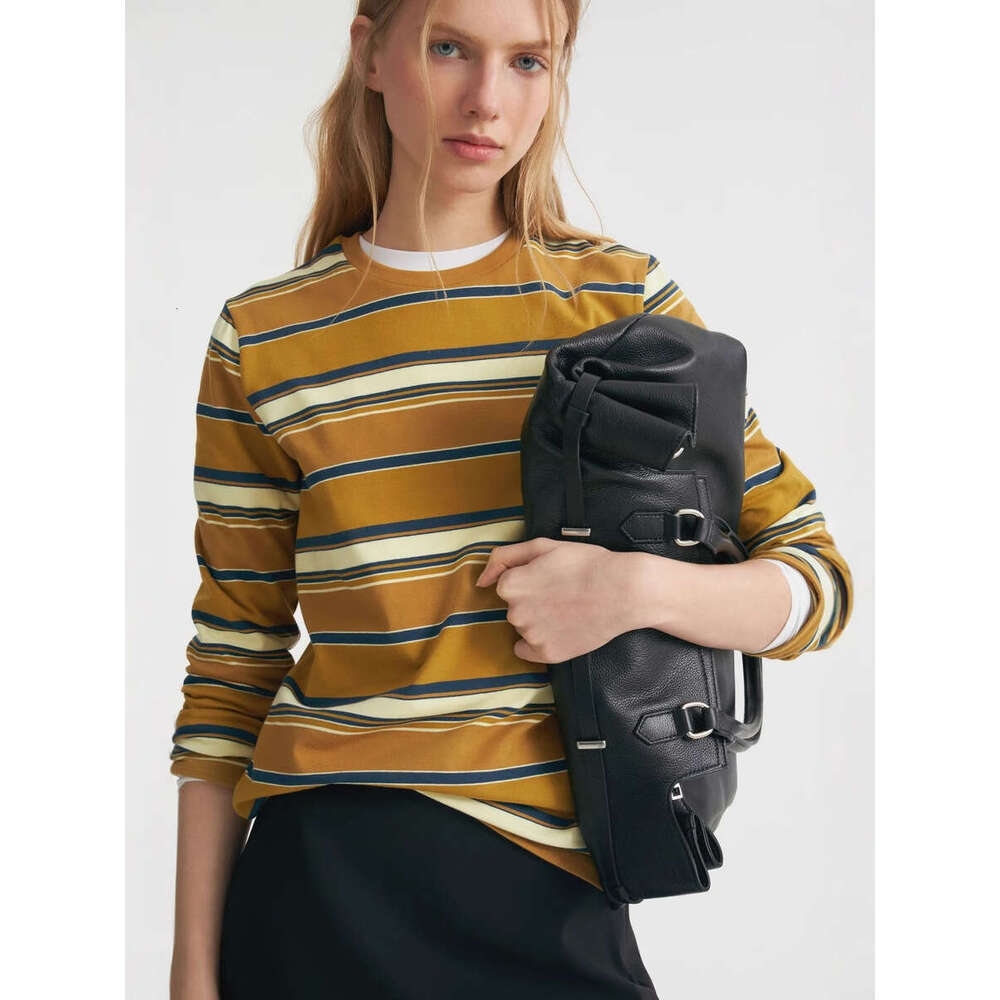 Autumn New Striped T-Shirt For Women, Simple Casual Loose Slimming Pullover Long Sleeve Top B5