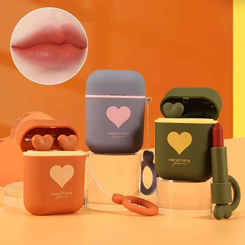 ute Cartoon Dual-Tube Velvet Lipstick Headphone Holder Matte Finish Long-Lasting Color G250729