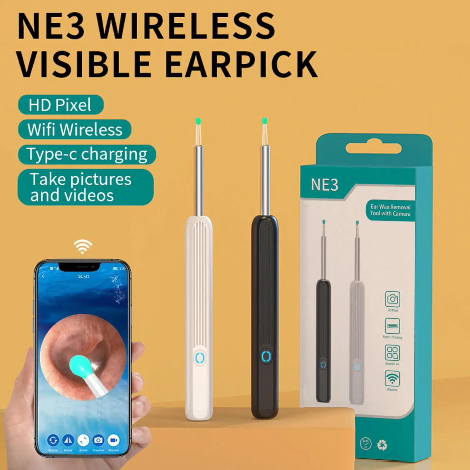 Intelligent Visual Ear Digger Ear Cleaner Ear Picking Stick with Light Waterproof and Washable USB Charging Convenient 250726