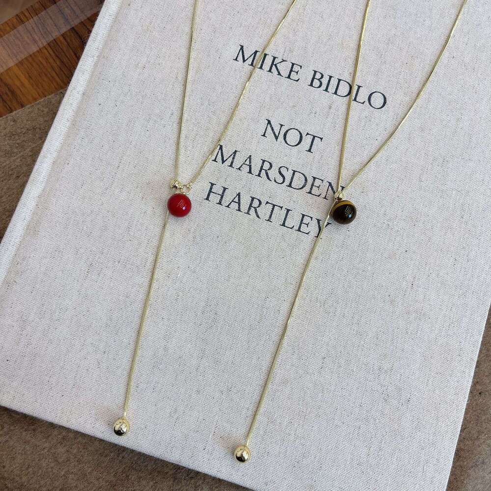 Milad Tiger Eye Stone Tassel Necklace for Women, Autumn and Winter High-End Fashion Sweatshirt Chain, Niche Design Sweater Chain e5f