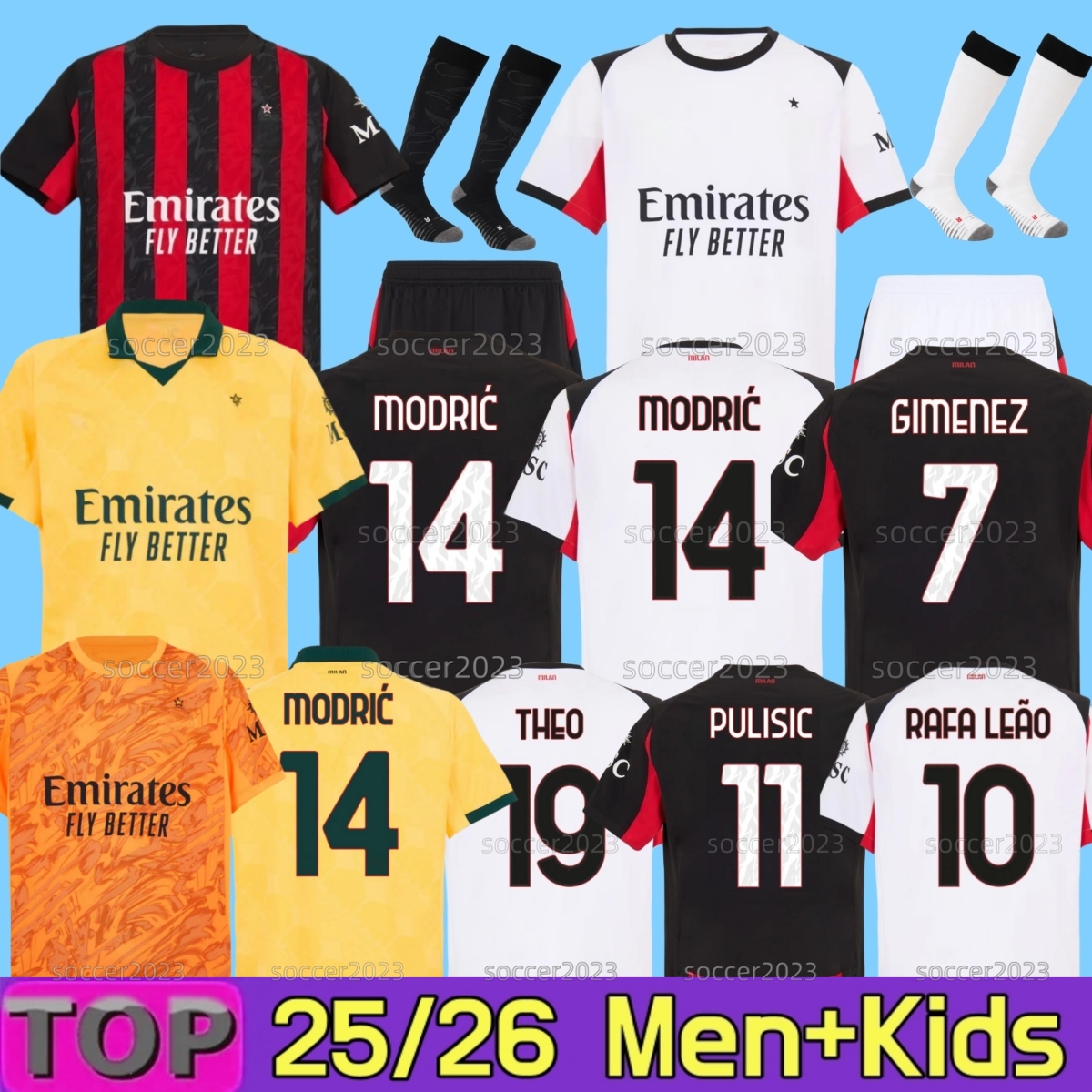 2025 2026 AC MODRIC PULISIC soccer jerseys RAFA LEAO REIJNDERS KOCHE 125th anniversary milan DE KETELAERE 25 26 football shirt GIMENEZ WALKER JOAO FELIX men kids kit