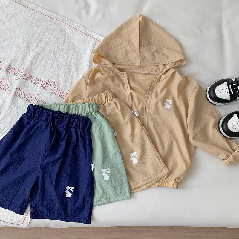 Summer Childrens Sunscreen Clothing Set Fashion Jacketsshorts 2pcs Sport Suits for Kids Boys Girls Tracksuits Baby Outfits 250729
