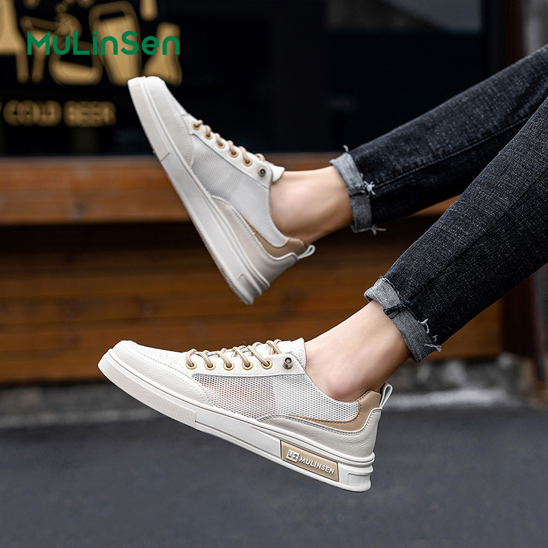Mulinsen summer breathable men's shoes mesh hollow thin high-end slip-on lazy driving casual dad mesh shoes