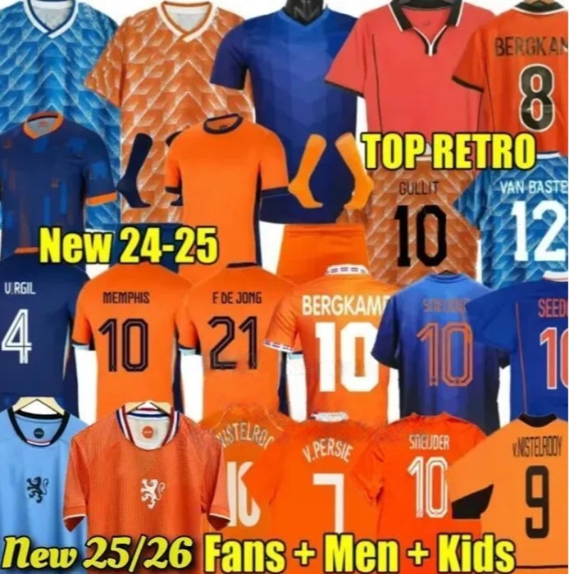 Gullit 1988 Retro 25 26 Netherlands soccer jersey F. DE JONG Holland DE LIGT football shirt XAVI vintage men kids kit Classic 2010 2014 2012 2008 Van Basten 1996 Bergkamp