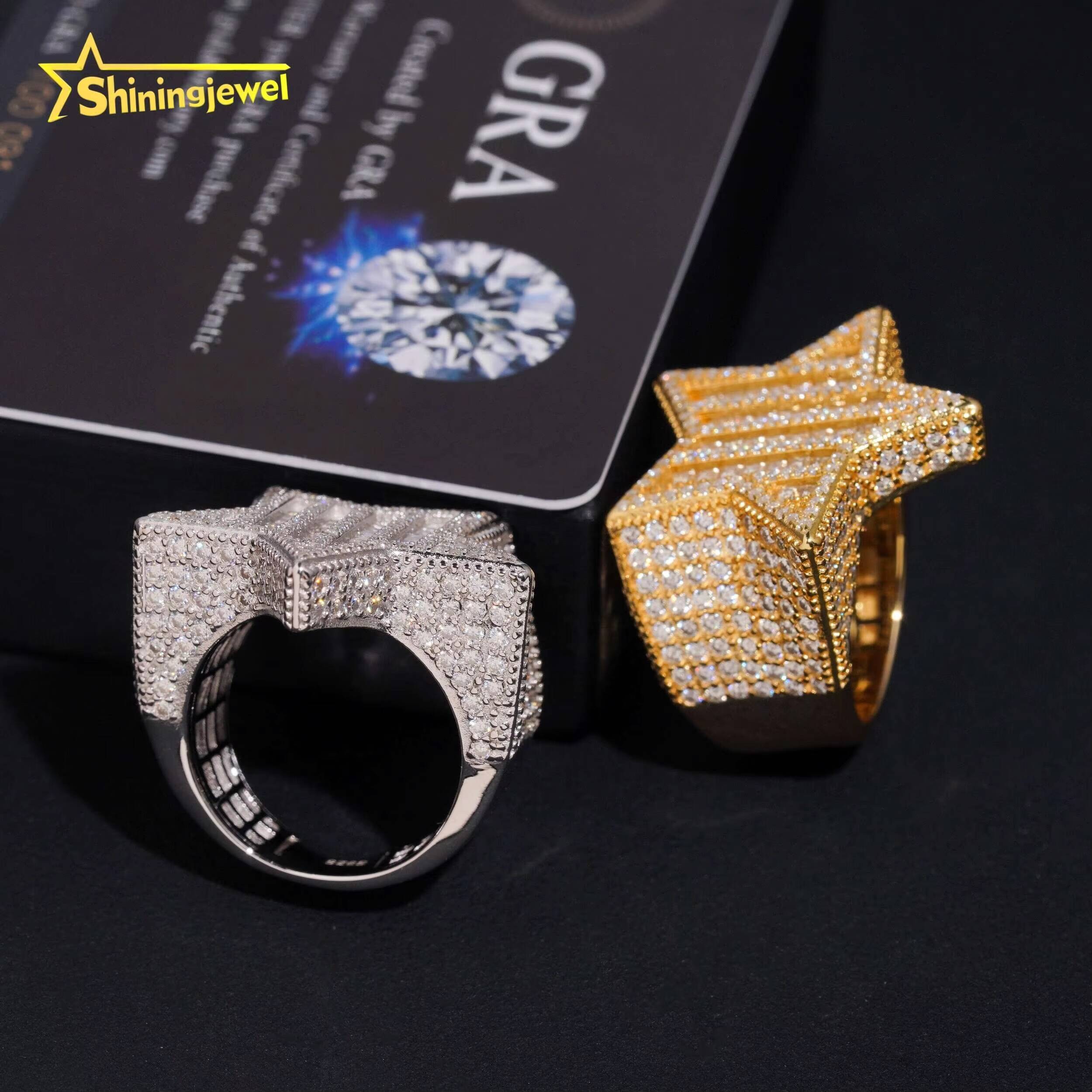 Pass Diamond Tester 925 Sterling Silver VVS Moissanite Hip Hop Iced Out Custom Ring