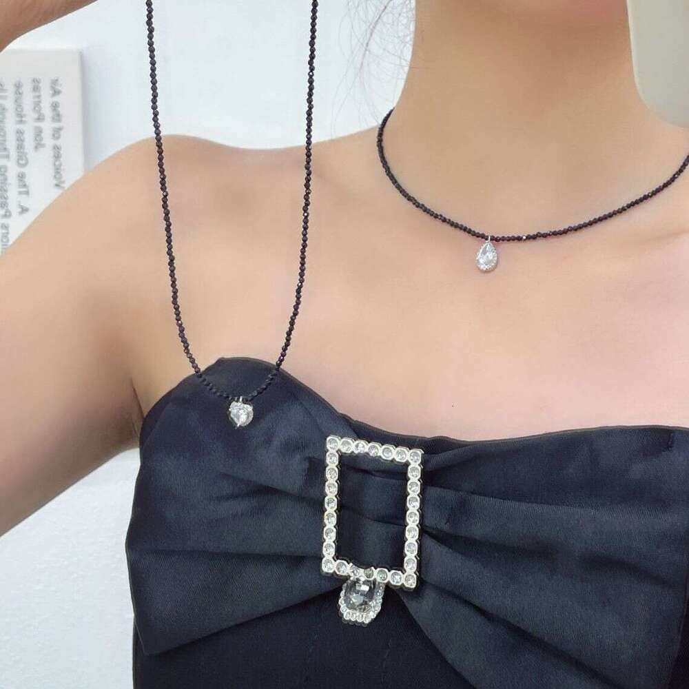 Black Bead Obsidian Necklace Accessory Light Niche High-End Versatile Simple Collarbone Chain Sweet Cool Choker for Women 98a