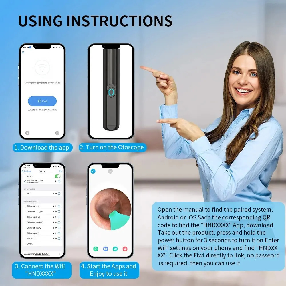 Wireless Visual Ear Wax Removal Safe Endoscope Earpick with Camera 1080P Luminous Otoscope Ear Cleaning Tools 250726