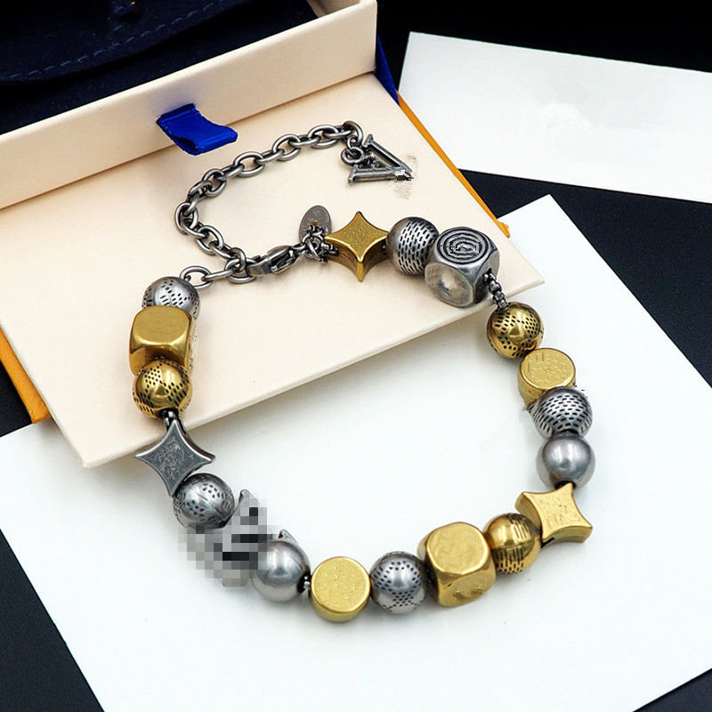 Jewelry Sets Luxury Designer Necklace Bracelets New Titanium Steel Bead Stacking Set Geometric Dot Layering Bracelet Necklace Wedding Valentine's Day Gifts