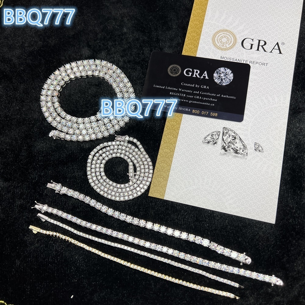 Hot Hip Hop Style 2mm 3mm 4mm 5mm 6.5mm VVS Moissanites Diamond in 925 Silver Necklace Tennis Chain Moissanite