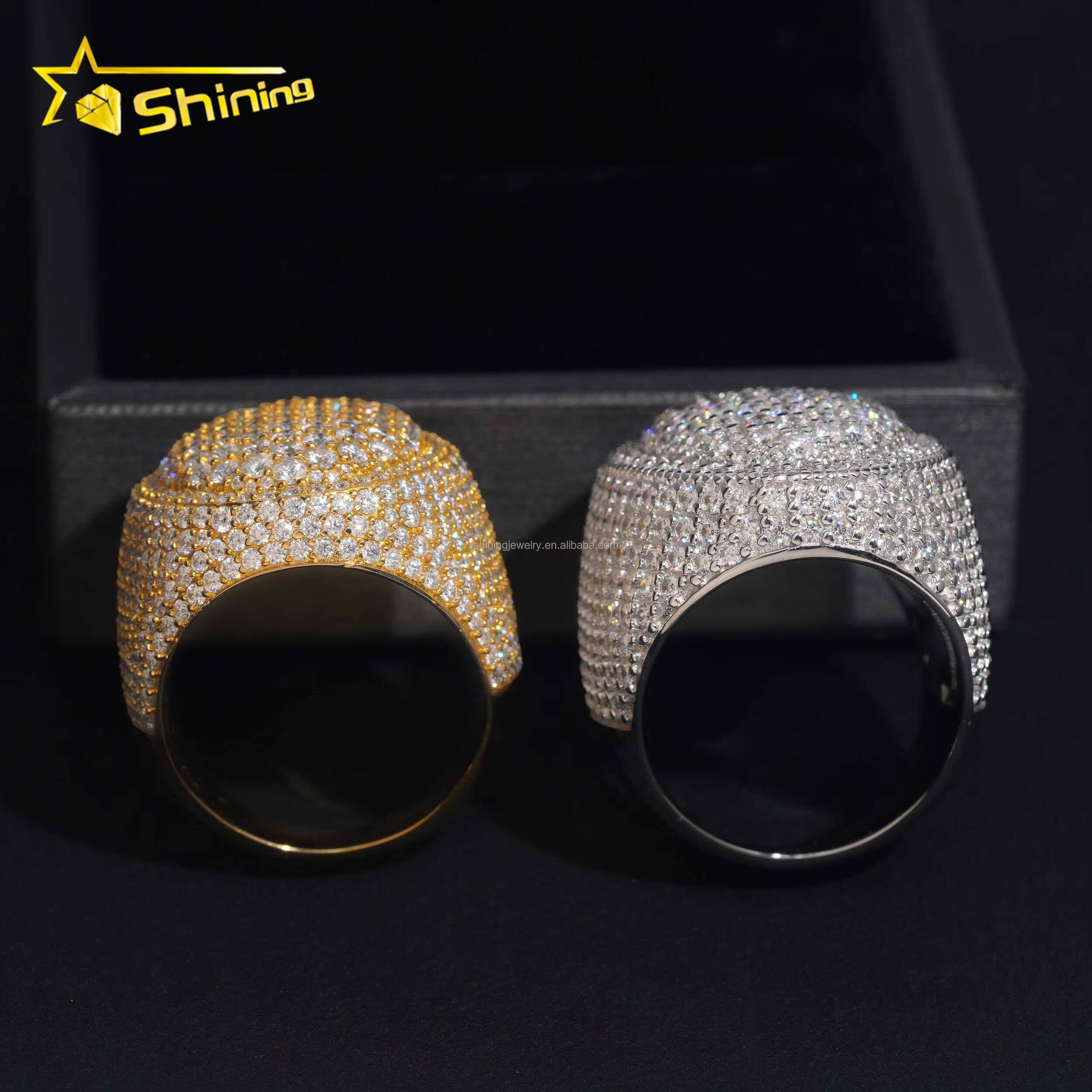 High Quality Iced Out Hip Hop Popular GRA ACertificate VVS Moissanite Diamond Man Gift Iced Out S925 Silver Oval Shape Man Ring