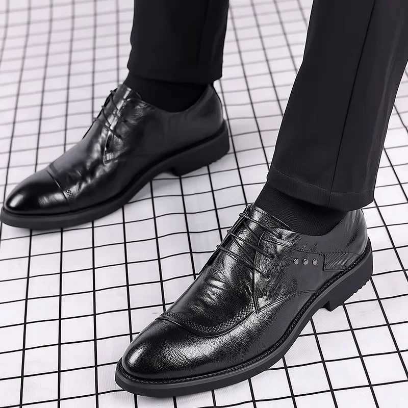 Dress Shoes for Men Shoes Mens Genuine Leather Business Formal Oxfords Formal Footwear for Men High Quality Leather Loafers Mens Shoes Y250730