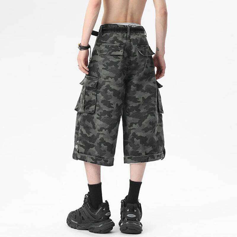 IEFB High Street Men's Denim Shorts New Summer Large Pockets Design Multi Buttons Male Straight American Style Bottoms 9W1672