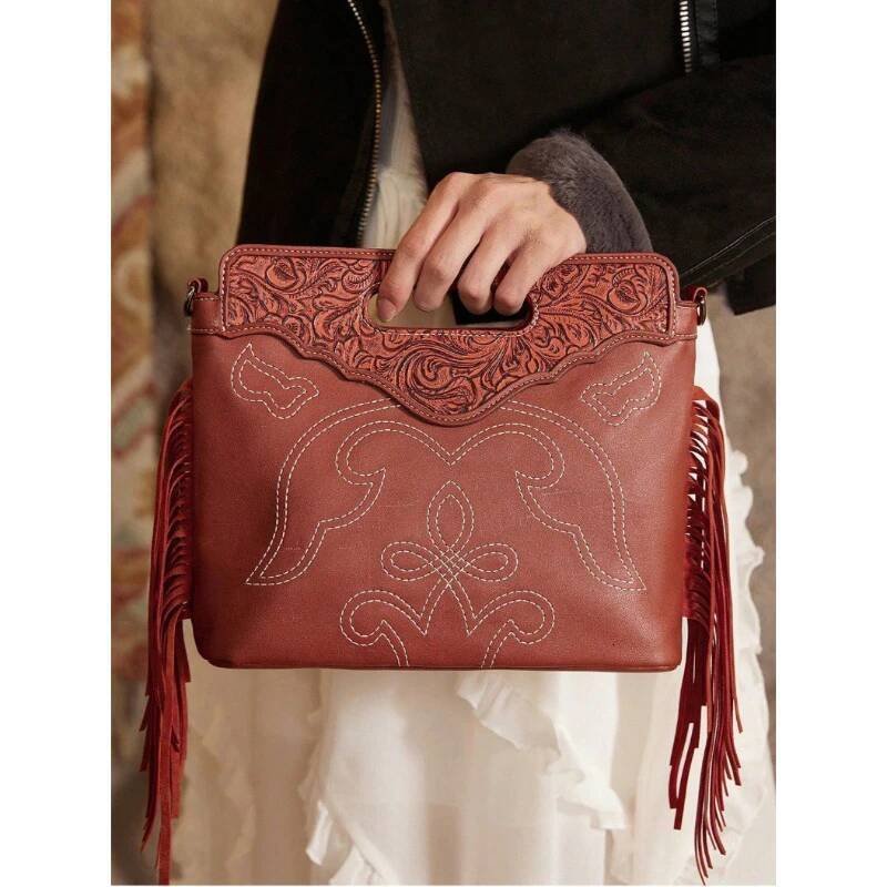 Bohemian Handbags For Women 2025 New Indie Design Fashion Emed Tassel Shoulder Bag Trend Casual Exquisite Luxe Female Bags