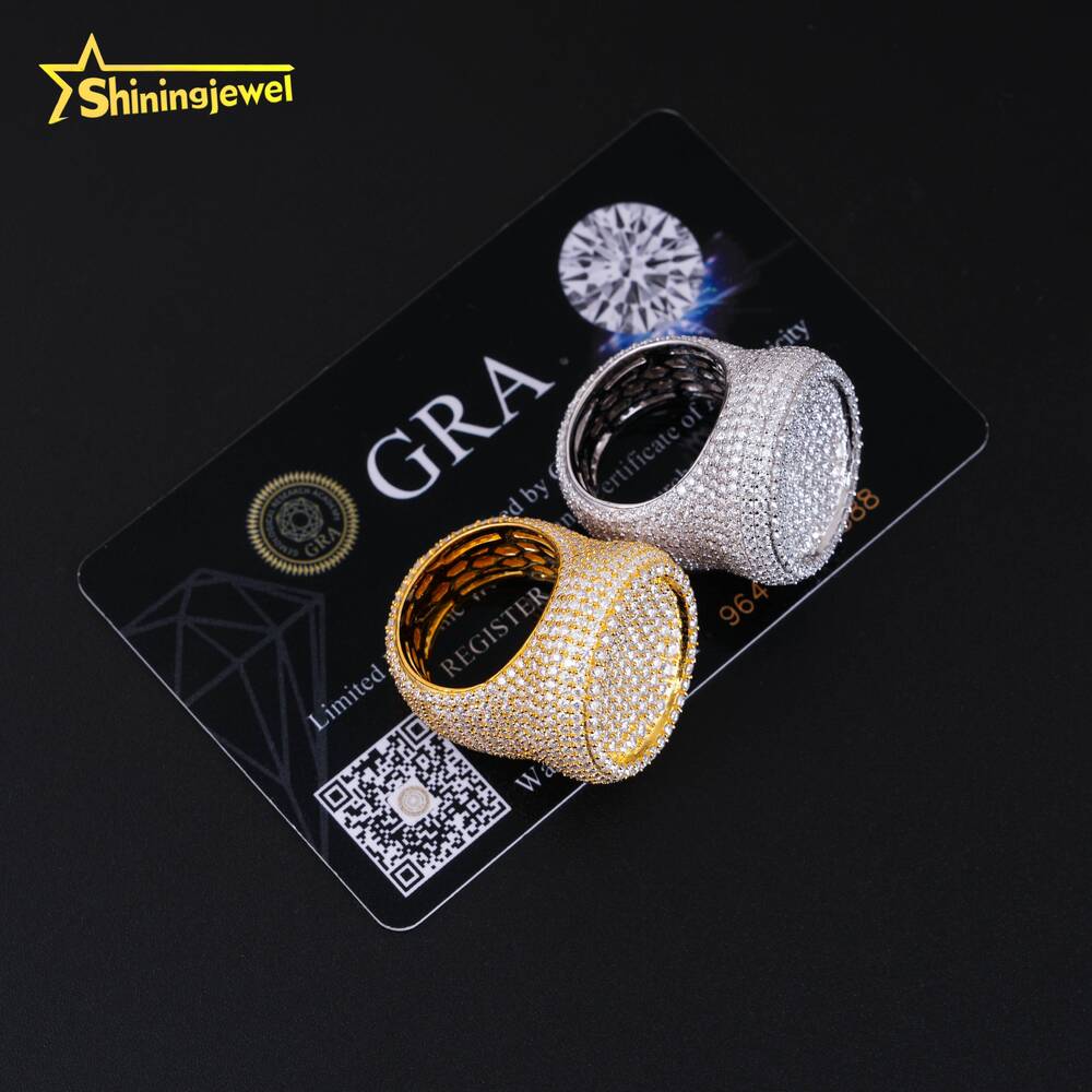 Ready to Ship New Design Mens Jewelry Vvs Diamond 925 Silver Iced Out Moissanite Hip Hop Ring