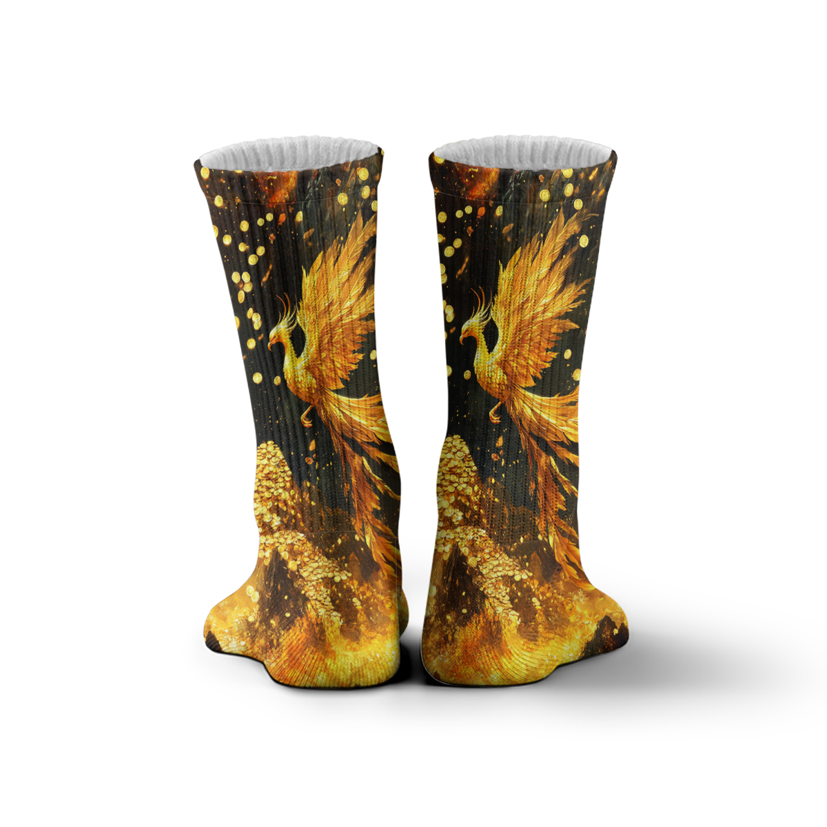 Golden Phoenix Flame Print Unisex Tube Socks C103