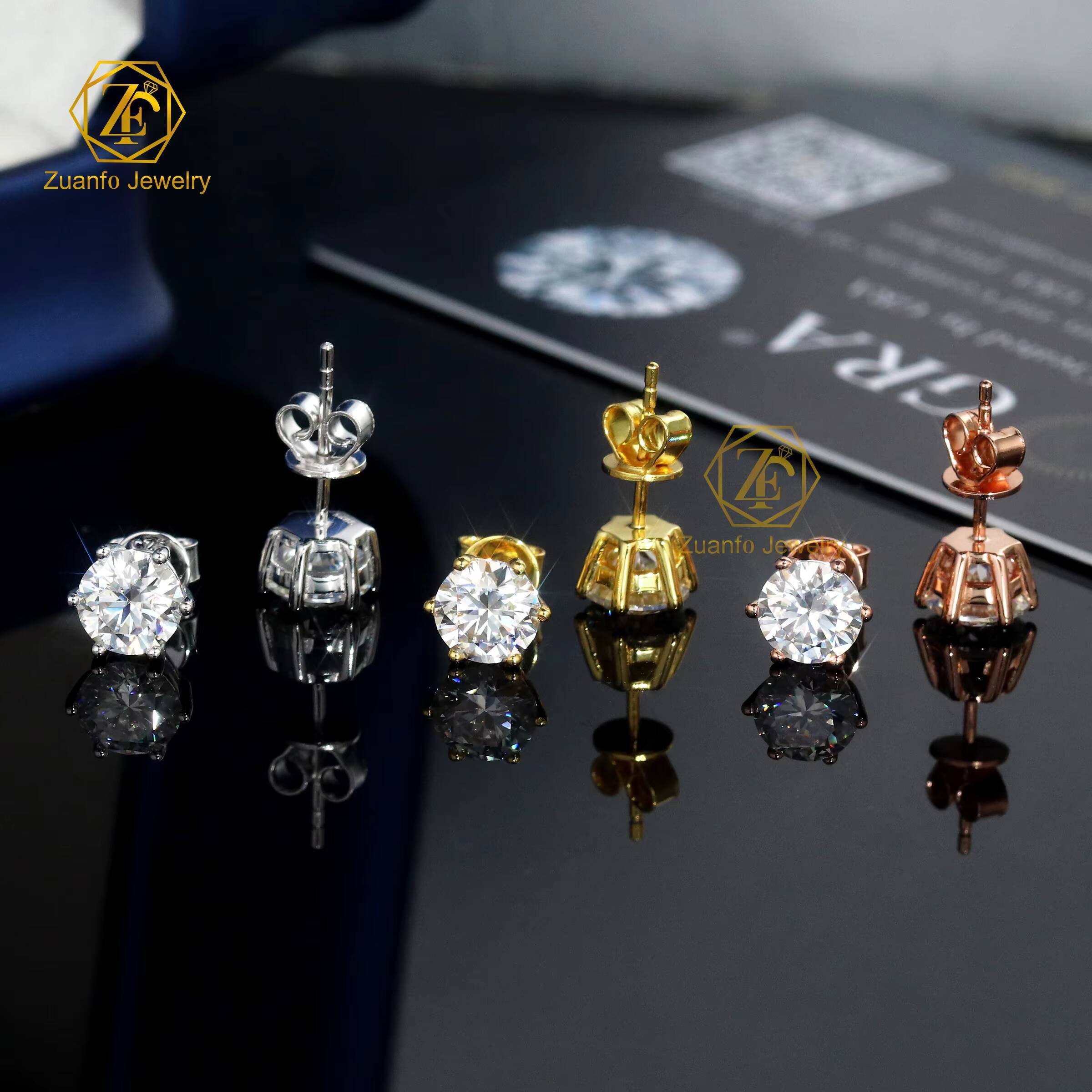 IGI Certified HPHT CVD Lab Diamonds 0.5CT 2CT Stud Earrings 6 Prongs DEF Color VVS VS Clarity for Anniversary Gift GIA Certified