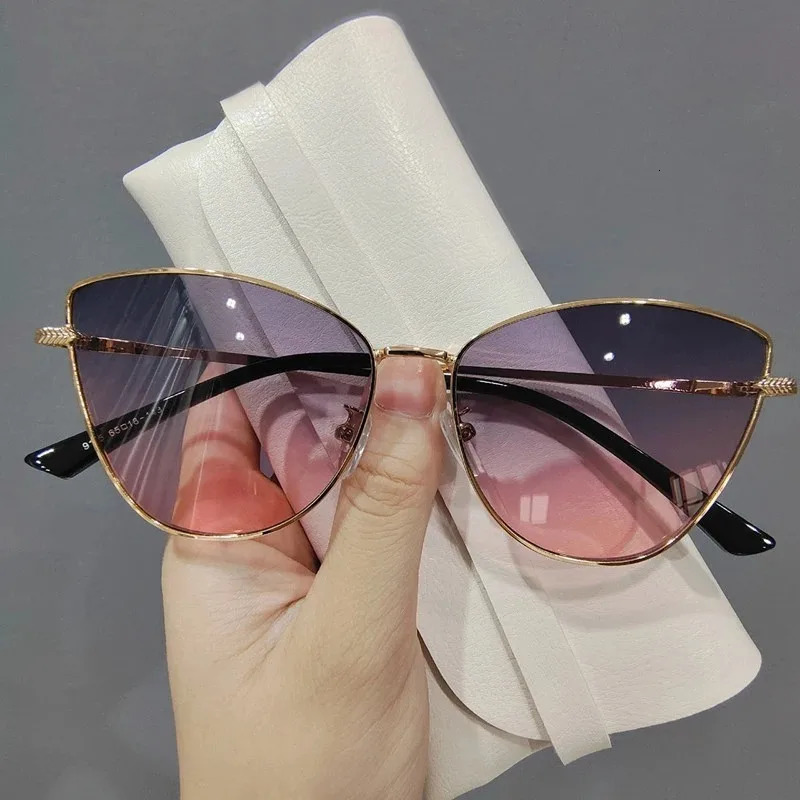 Sexy Classic Vintage Cat Eye Sunglasses Woman Vintage Sun Glasses Female Ladies Cat Eye Sunglass Metal Frame Glasses 250729