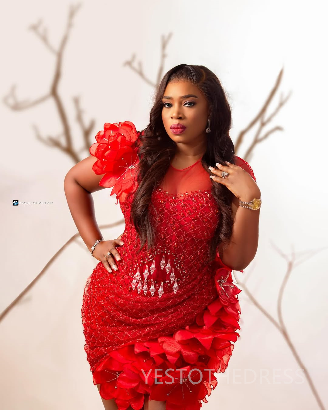 2025 Plus Size Red Cocktail Dress For Women Sheer Neck Short Sleeves Flora Appliqued Beaded Lace Homecoming Dress Short Mini Gown For African Black Gi