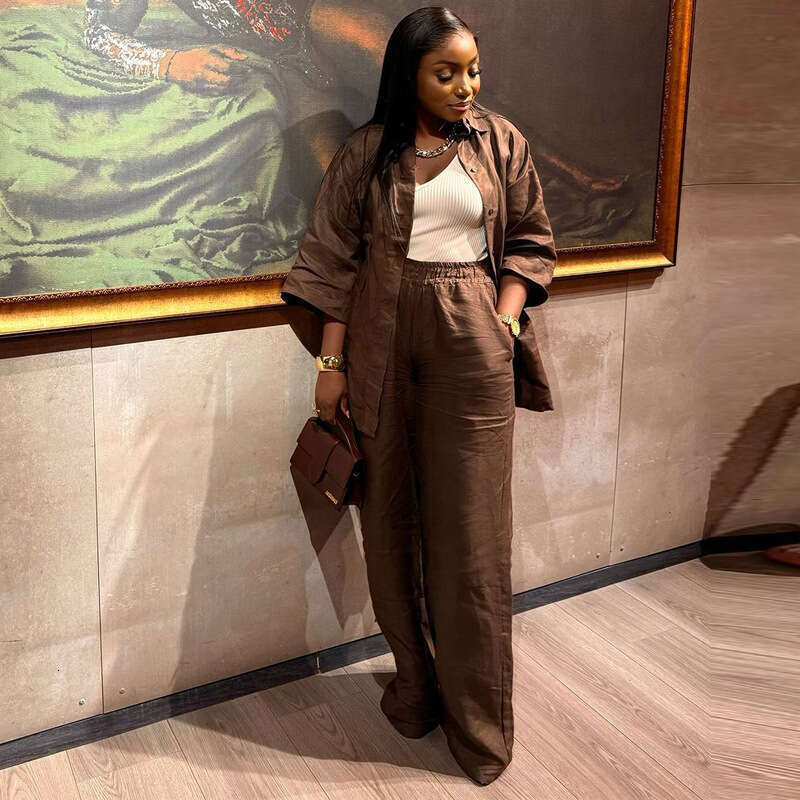 Women's Clothing Summer Casual Fashion Three-Quarter Sleeve Top And Pants Two-Piece Set B5