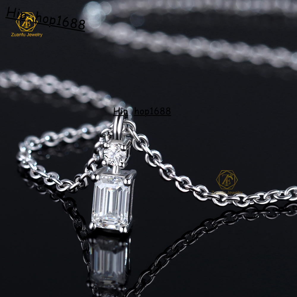 High Quality 925 Silver Moissanite Necklace for Women 0.8CT 4x6mm Emerald Cut Fashion Jewelry