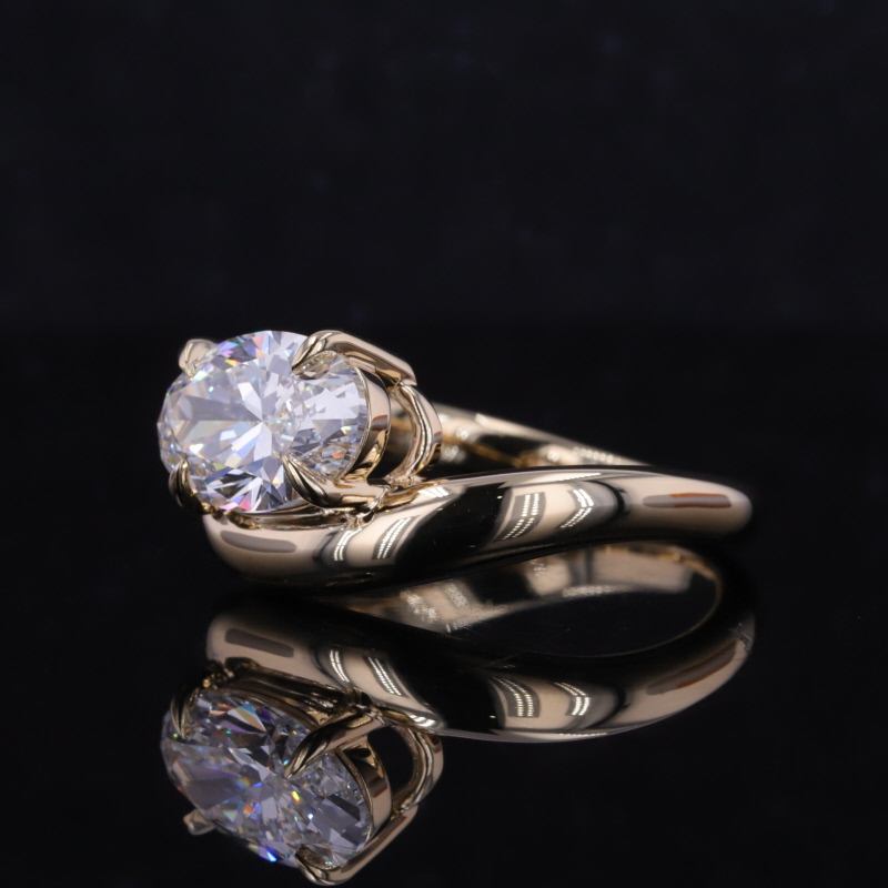 Custom Lab Diamond Jewelry Fine Rings 18k Gold Igi Certified 1CT Oval Lab Created Grown Diamond Wedding Engagement Lab Diamond Ring