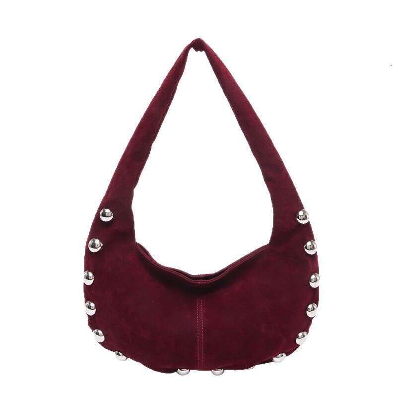 Rivet Niche Design Sense High-End Suede Fashion Underarm Women's Bag