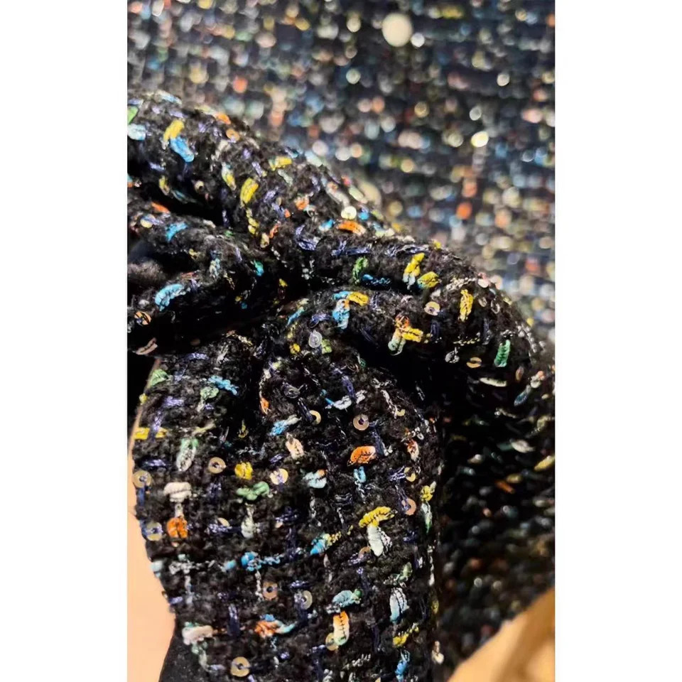 Autumn fragrance knitted Jacquard sequined shirt jacket mens trend handsome personality fashion lapel loose 250730