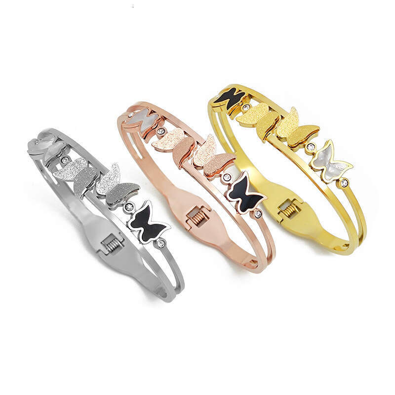 Xiyin Fashion Korean Version Titanium Steel Butterfly Simple Bracelet Spring Open Non-Fading Jewelry