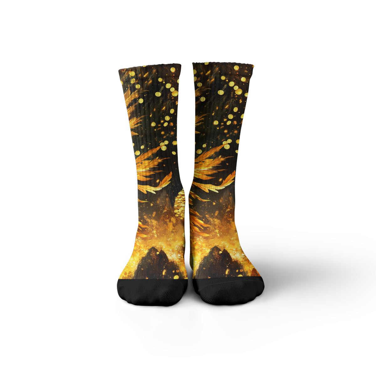 Golden Phoenix Flame Print Unisex Tube Socks C103