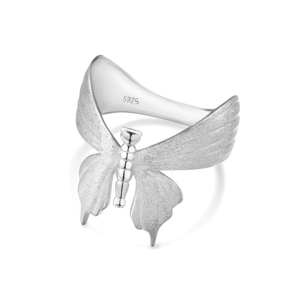 Chic & Stylish Ladys Butterfly Motif Ring Made from Genuine 925 Silver