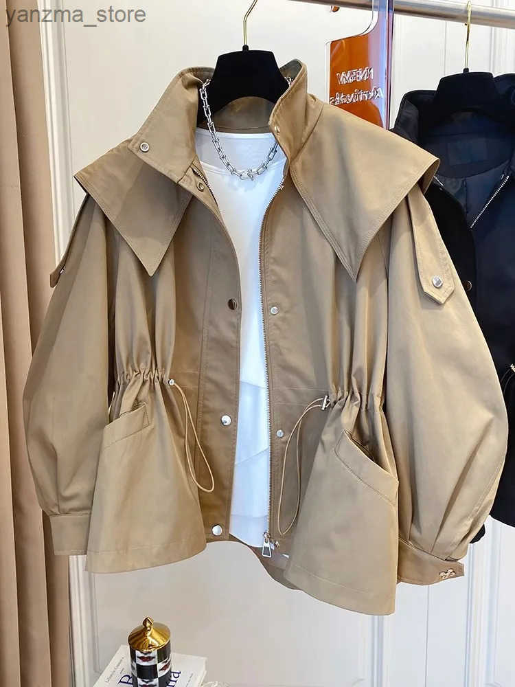 Long-Slved Casual Short Trench Waist Party Design Jacket Chic Girls Short Comfortable Fashion Korean Vintage Tops For Women L250730