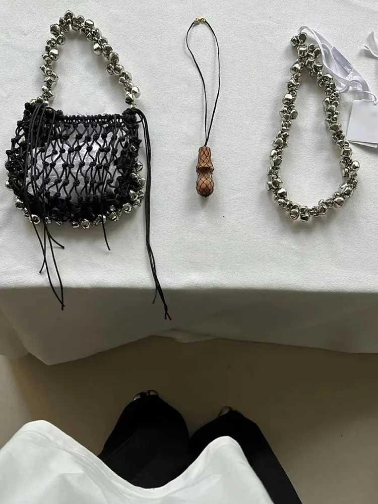 New Crochet Beach Handbag for Summer Straw Rope Hollow Out Hand Woven Totes Bag Women Hollow Knitting Handbag Y250729