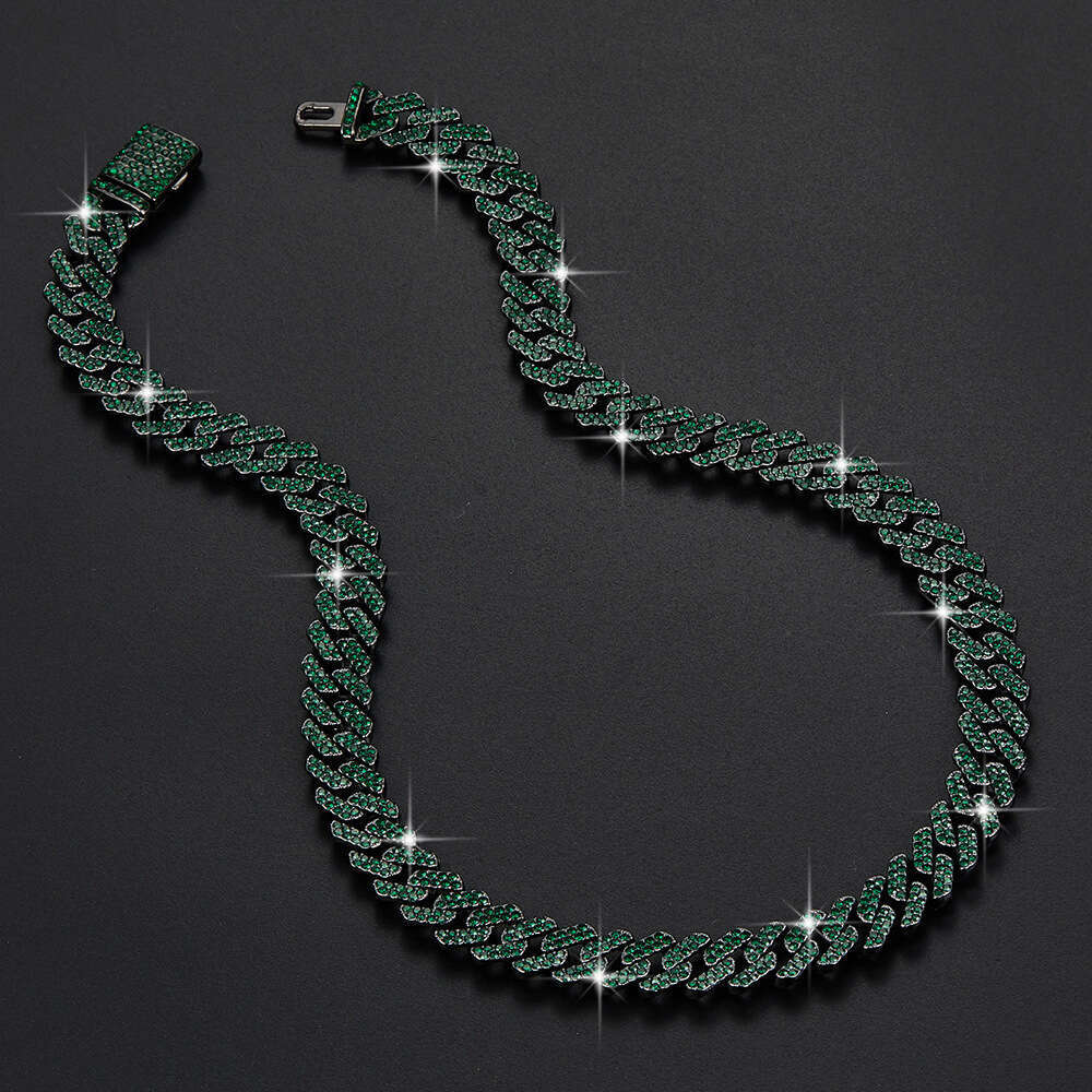 Hip Hop Men's Bar Bold Exaggerated Alloy Rhinestone 12mm Cuban Chain Necklace