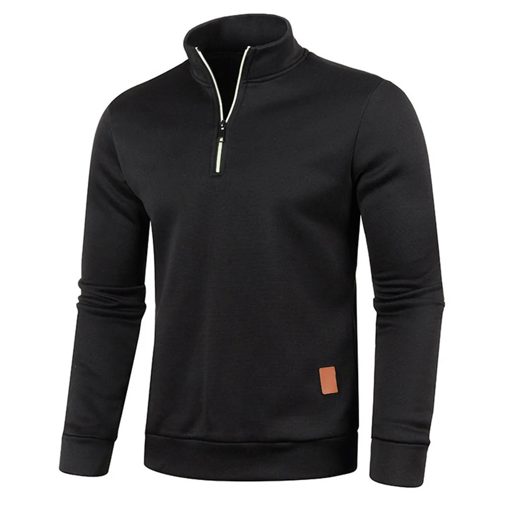 Mens Stand Collar Pullover Zipper Twist Knit Thick Sweatshirts Autumn Solid Color Turtleneck Sweaters 250729
