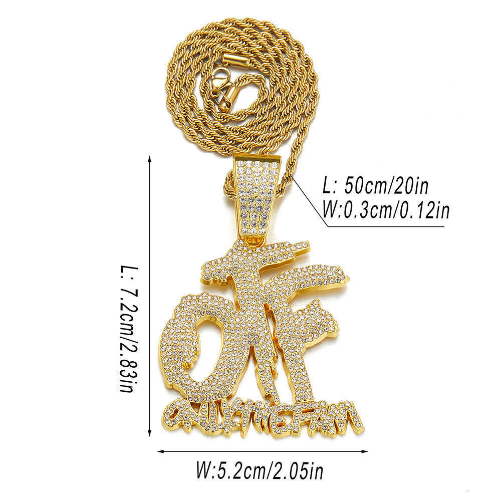 New Full OTF Letter Pendant Creative Personality Versatile Alloy Inlaid Dia Necklace