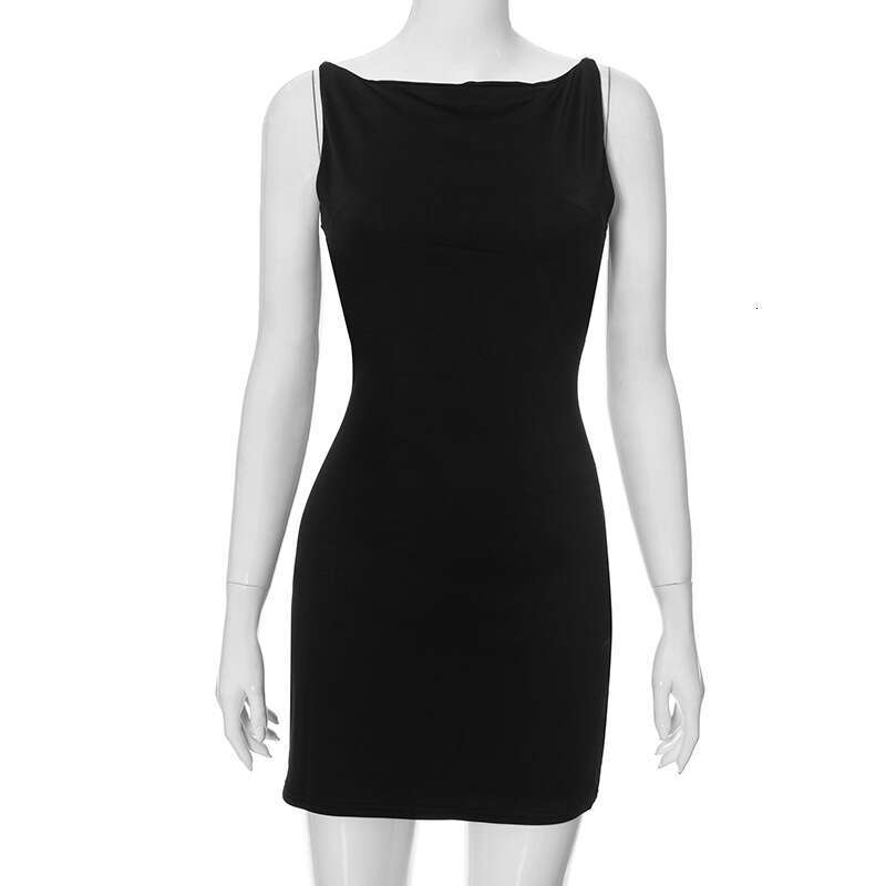 Dds177 Women's Summer New Solid Color Sleeveless Simple Tank Tight Sexy Bodycon Dress B5
