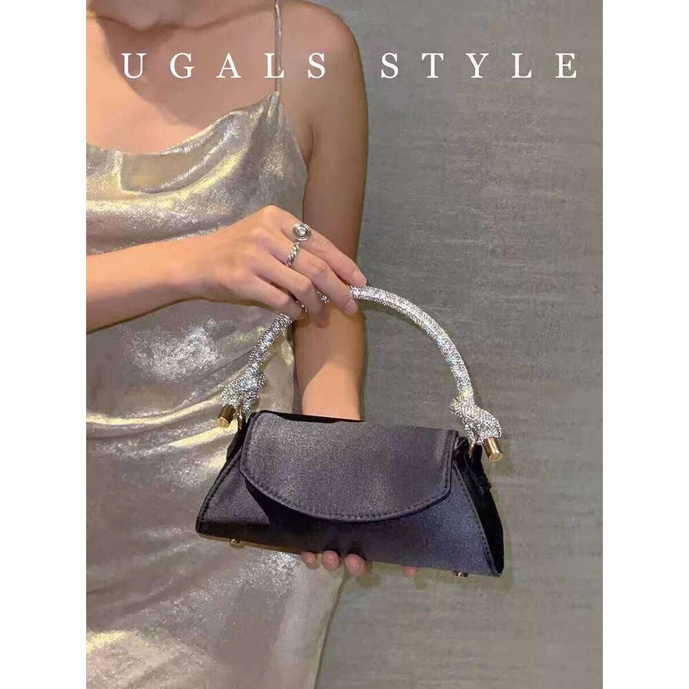 Fashion Women's Handbag Satin Square Glitter Shiny Dia Handle Evening Wedding Party Clutch Purse Shoulder Bag