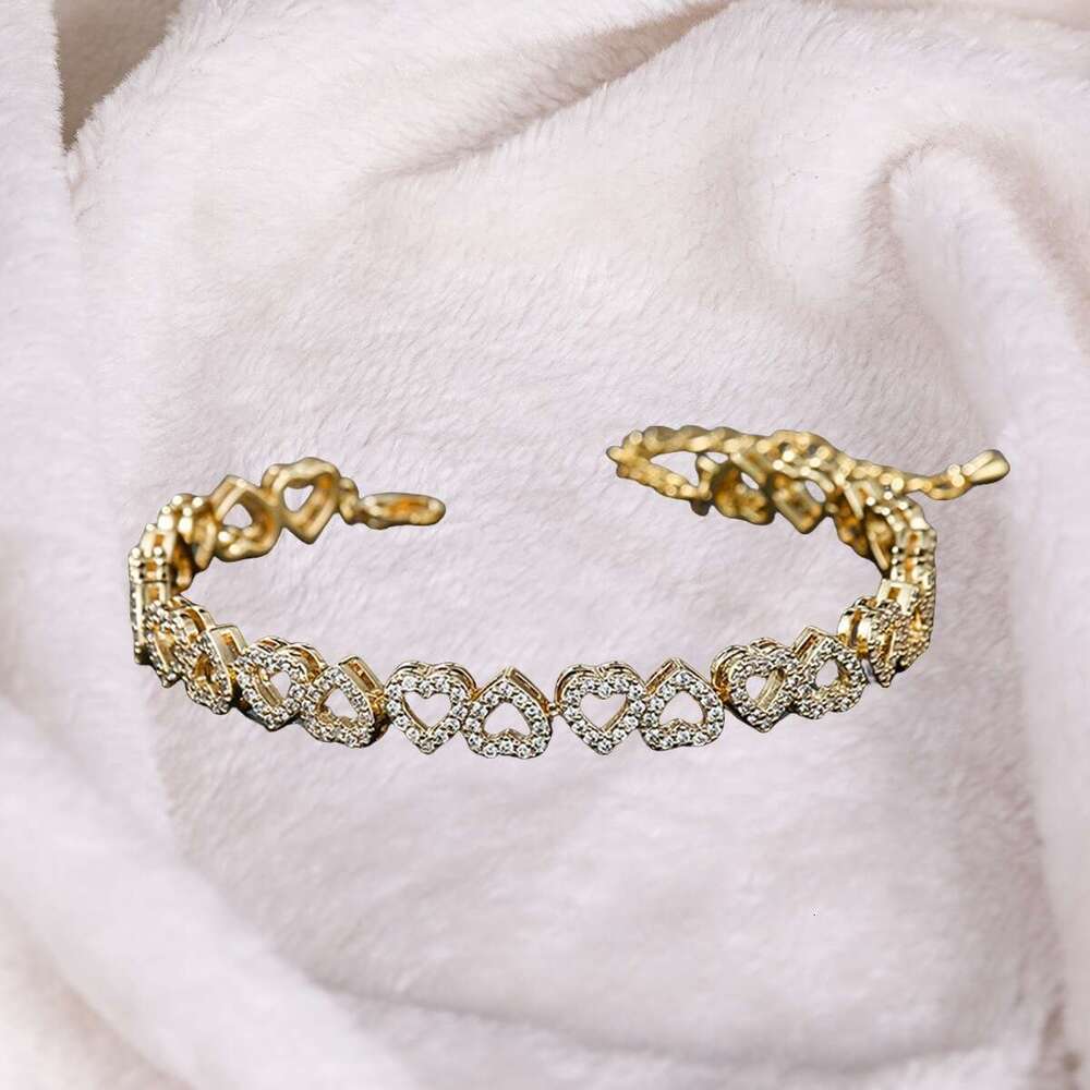 Girls' Light High-Grade Inlaid Zircon Shiny Heart Simple Ins Style Fashion Versatile Bracelet