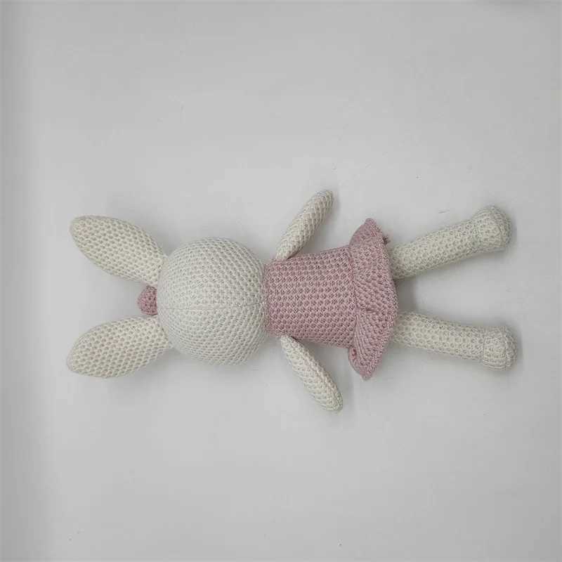 1 pcs new handmade rabbit crochet wool doll wool animal stuffed plush toy baby soothing Knitted couple rabbit Cuddle Doll X250730