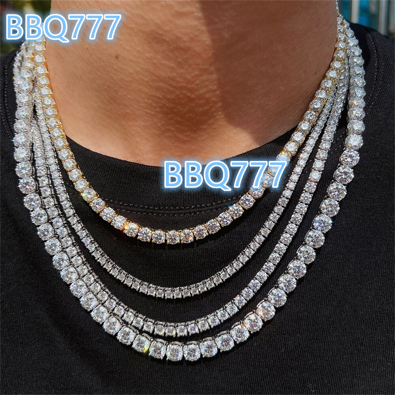 2/3/4/5mm 925 Silver Hip-hop Choker Tennis Chain Bracelet Fashion Jewelry D Color Moissanite Necklace for Men