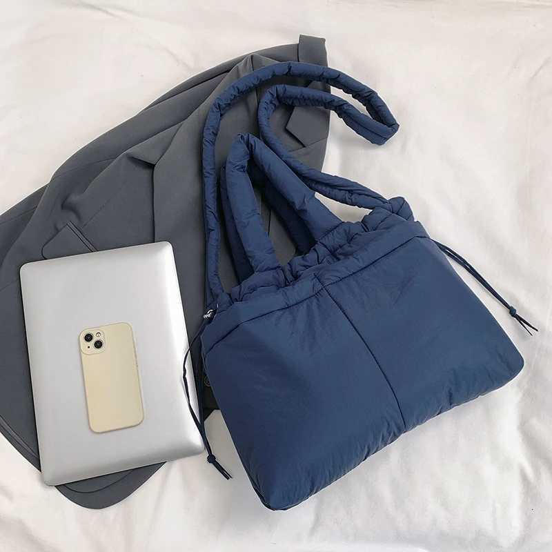 2024 Puffer Tote Bag Casual Tote Handbag Large Capacity Soft Commuting Bag Adjustable Strap Padded Shoulder Purse Chic Hobo Bag Y250730