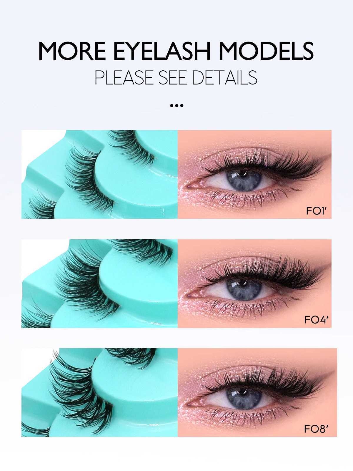 RNNEYA Half Eyelashes Natural Long Clear Band Lashes Natural Look Winged End Eye Elongated Lashes Cat Eye Lashes Z250730