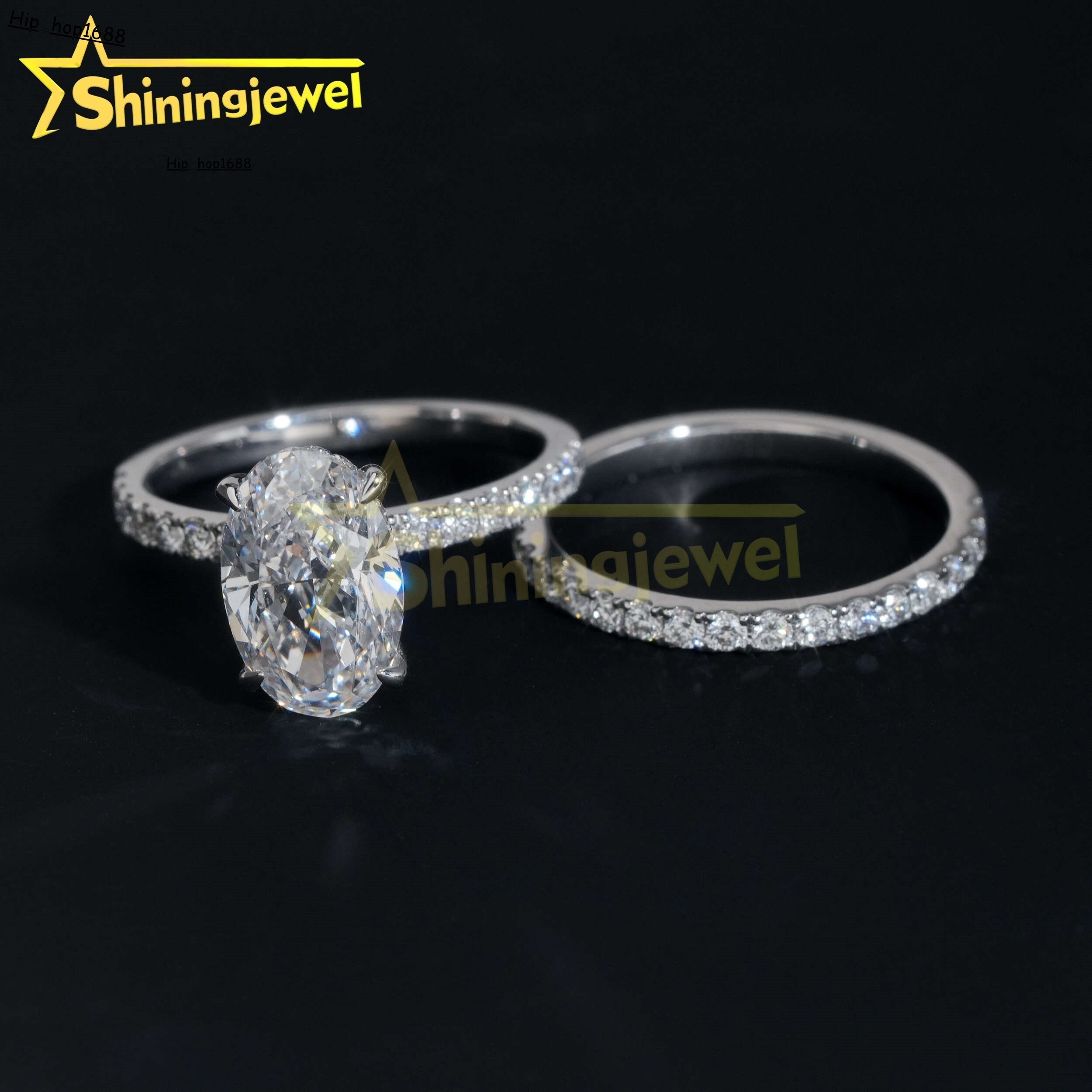 Mothers Day Gift Custom Lab Diamond CVD HPHT with Certificate 10K 14K 18K Solid Gold Ring Set Fine Jewelry