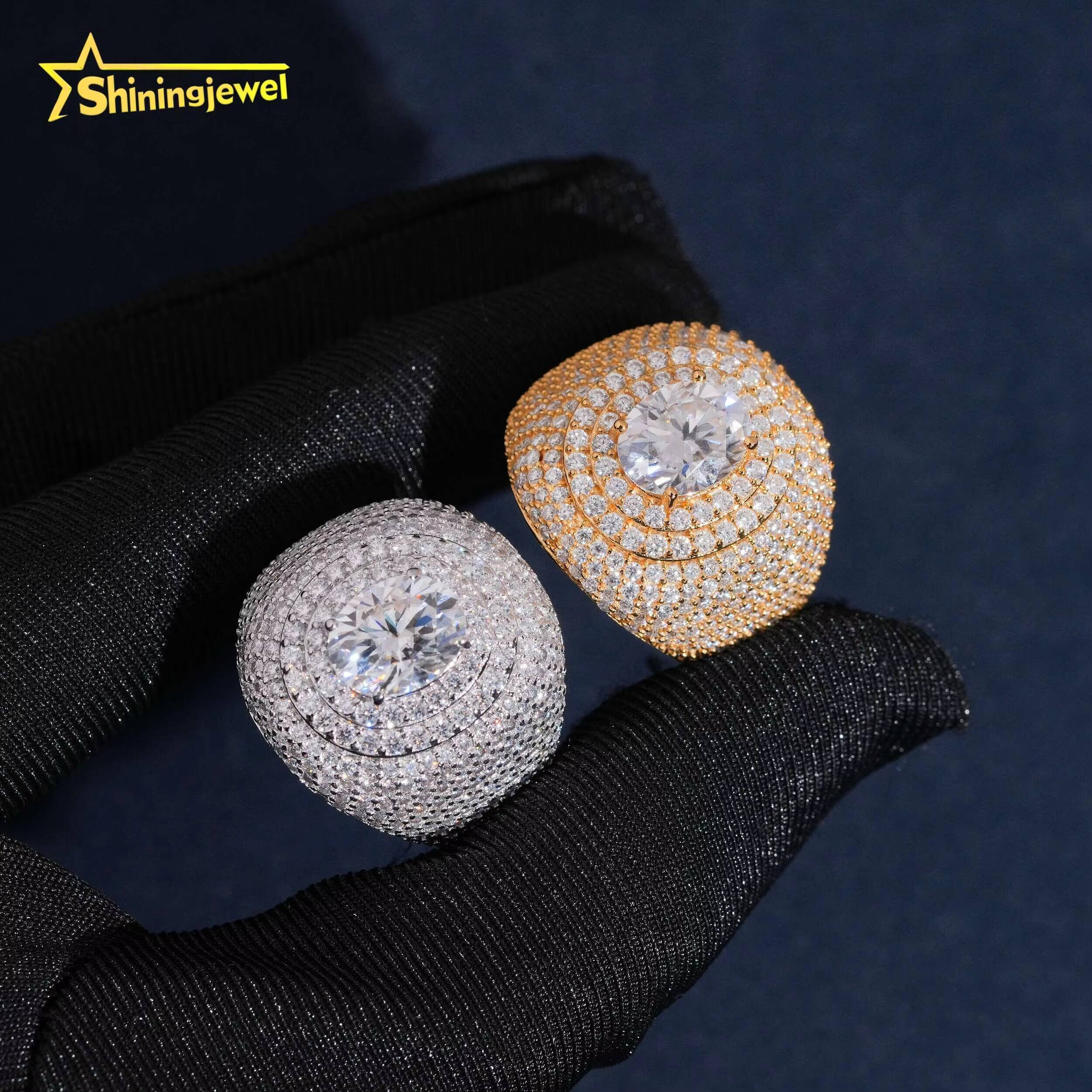 Fine Jewelry Hip Hop Iced Out Fully VVS Moissanite Diamond Ring GRA Certificated High Quality Custom 925 Silver Rings for Men