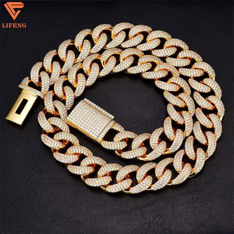 Hip Hop Jewelry Custom Lock 18mm VVS Diamond Iced Out Miami Moissanite 925 Sliver Cuban Link Chain Mens Cuban Necklace