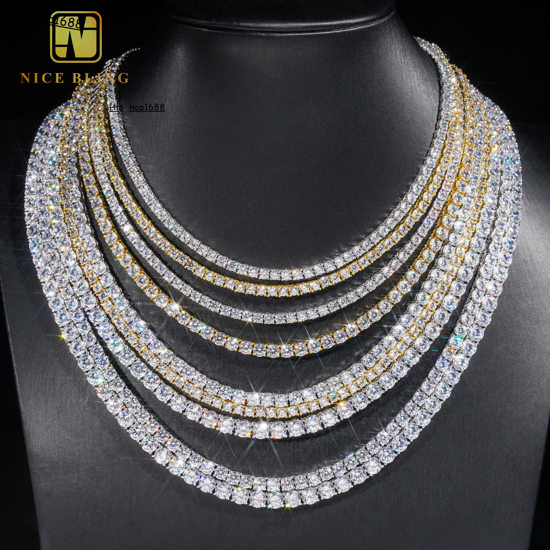 Manufacturer Direct Selling Cheap Price 925 Silver Cubic Zircon Diamond Chain Necklace Hip Hop Jewelry Iced Out Tennis Chain