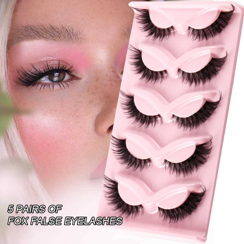 5 Pairs Cat Eye Lashes Fake Eyelashes Natural Long Manga Lashes Winged End Eye Elongated Eyelashes Fake Lashes Makeup Z250730