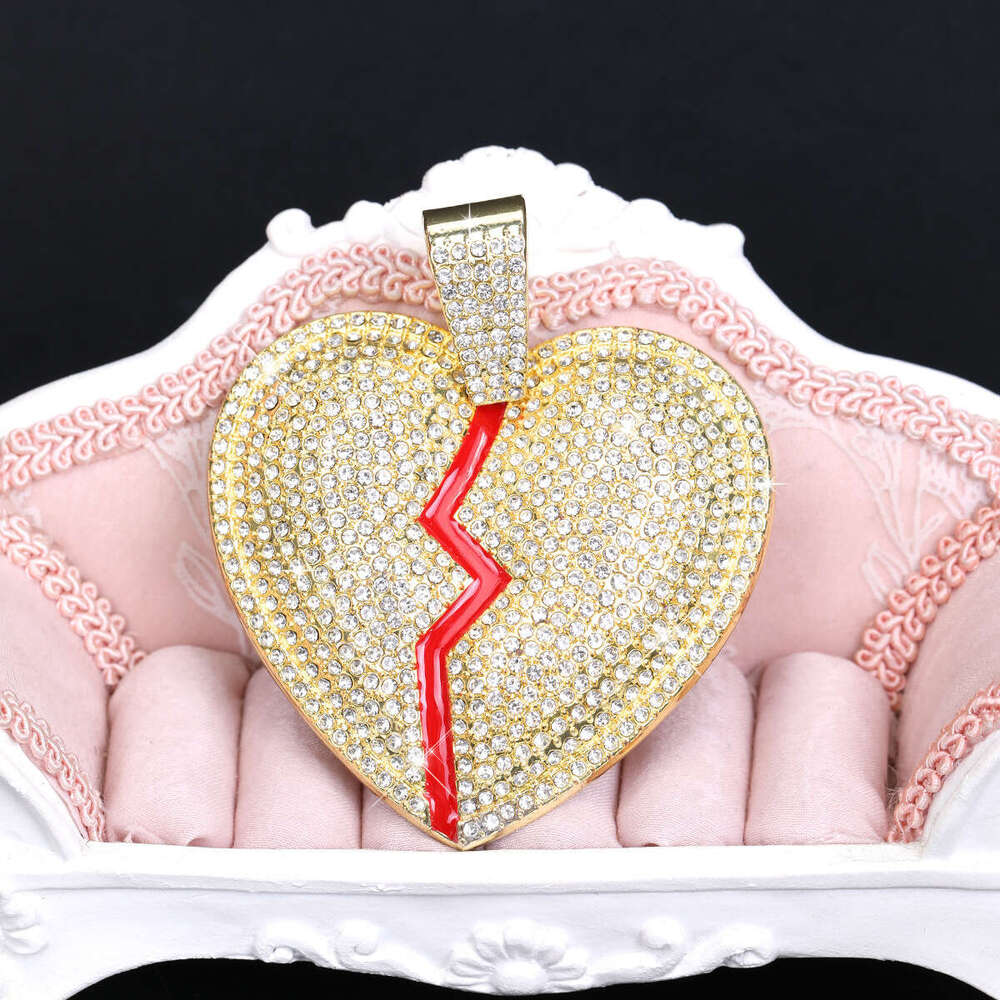 Inlaid Dia Oil Drop Heart Heartbreak Shape Fashion Trend Personality Creative Necklace Pendant