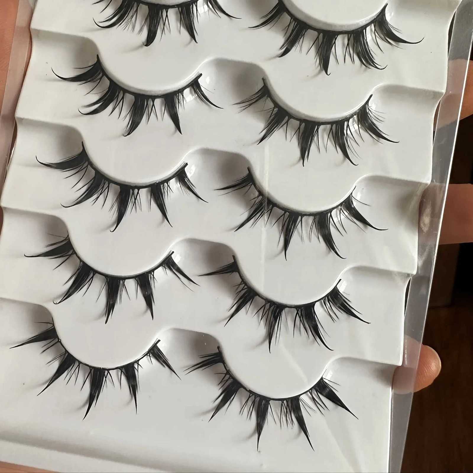 anime-inspired false eyelashes 5 pairs cartoon eye faux lashes dramatic look demon style volumizing lengthening Z250730